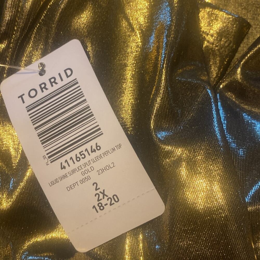 Torrid Gold Liquid Shine Surplice Peplum Top - Picture 10 of 10